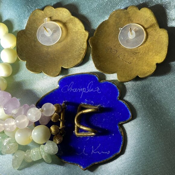 Artist David Kuo Enamel Champleve, Necklace, Bracelet, Earrings. - Picture 8 of 14